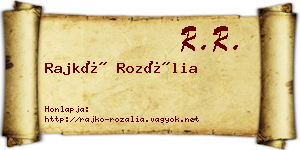 Rajkó Rozália névjegykártya